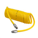 Premium 1/4" x 15' Air Compressor Coil Hose Polyurethane Coiled With Swivel End Yellow