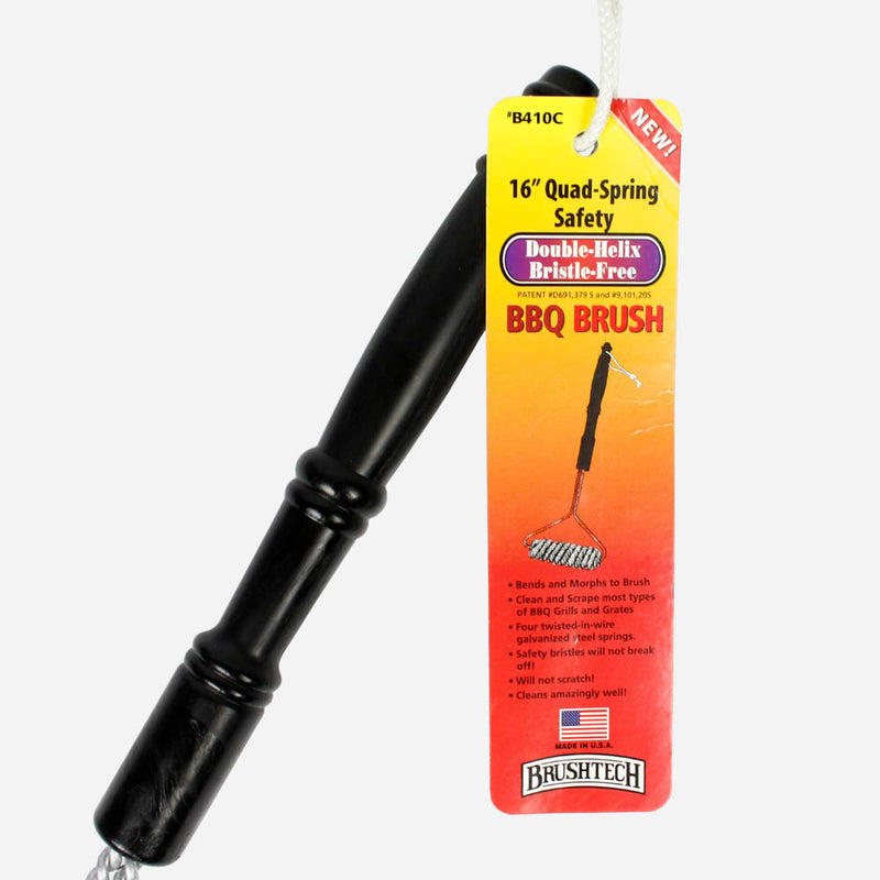 BrushTech 16" Quad Spring Safety Double Helix Bristle Free BBQ Grill Brush B410C