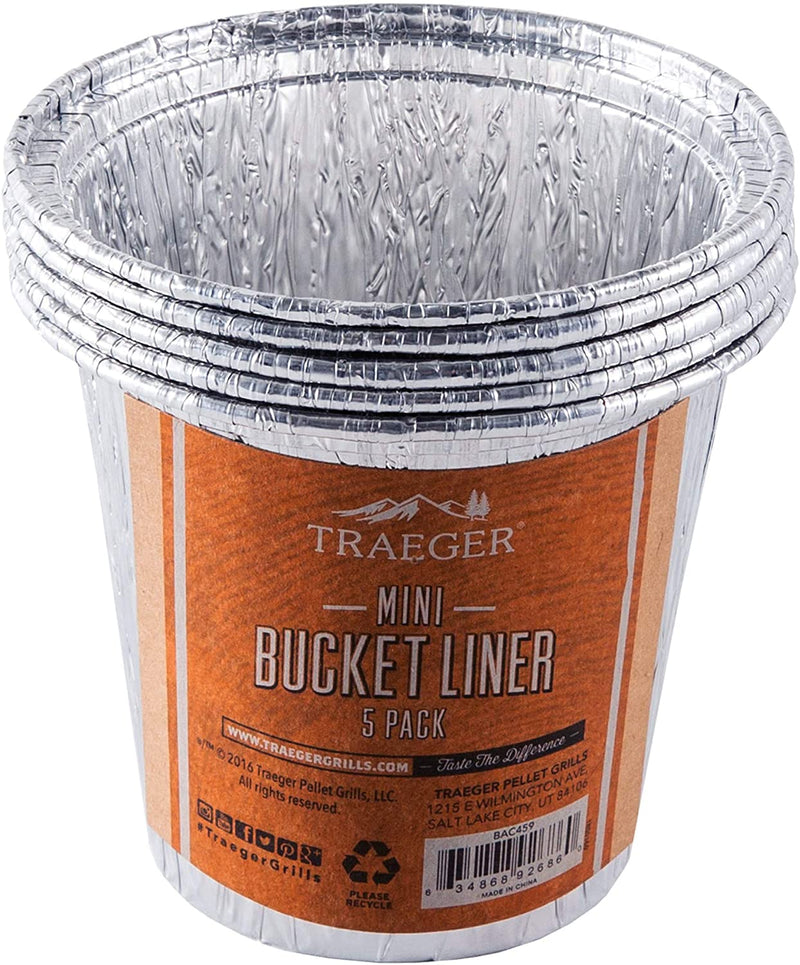 Traeger Grill Mini Bucket Liner 5 Pack Scout & Ranger Disposable Aluminum BAC459