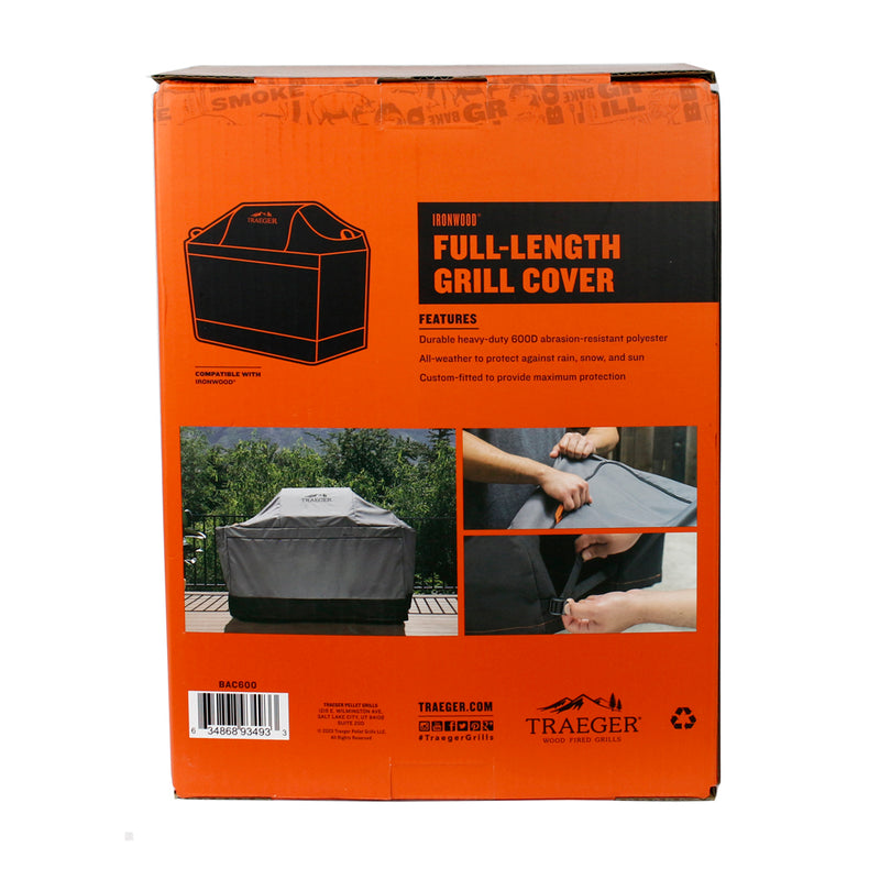 Traeger Ironwood Heavy-Duty All-Weather Full Length Polyester Grill Cover Gray