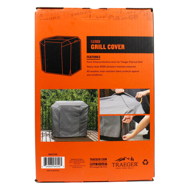 Traeger Flatrock Flat Top Protective All Weather Grill Cover Heavy Duty Gray