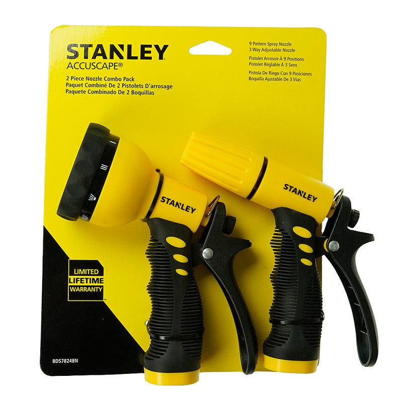 stanley garden tool set 2 Piece Garden Hose Nozzle Set Combo Pack Gardening Tools Stanley BDS7824BN