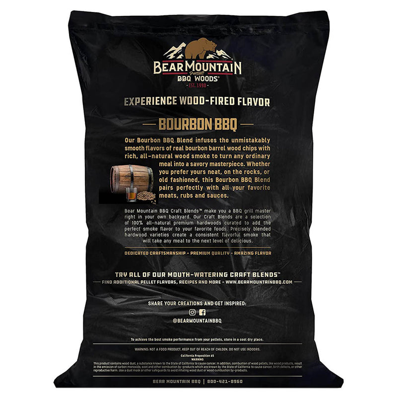 Bear Mountain Bourbon BBQ Premium Cooking Pellets Mellow Smoky Flavor 20lb Bag
