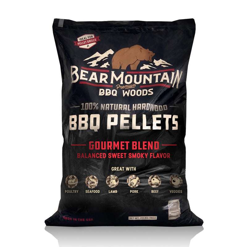 Bear Mountain Gourmet Blend Balanced Sweet Smoky Flavor Cooking Pellets 20lb Bag All Natural Premium Hardwood BBQ Smoker
