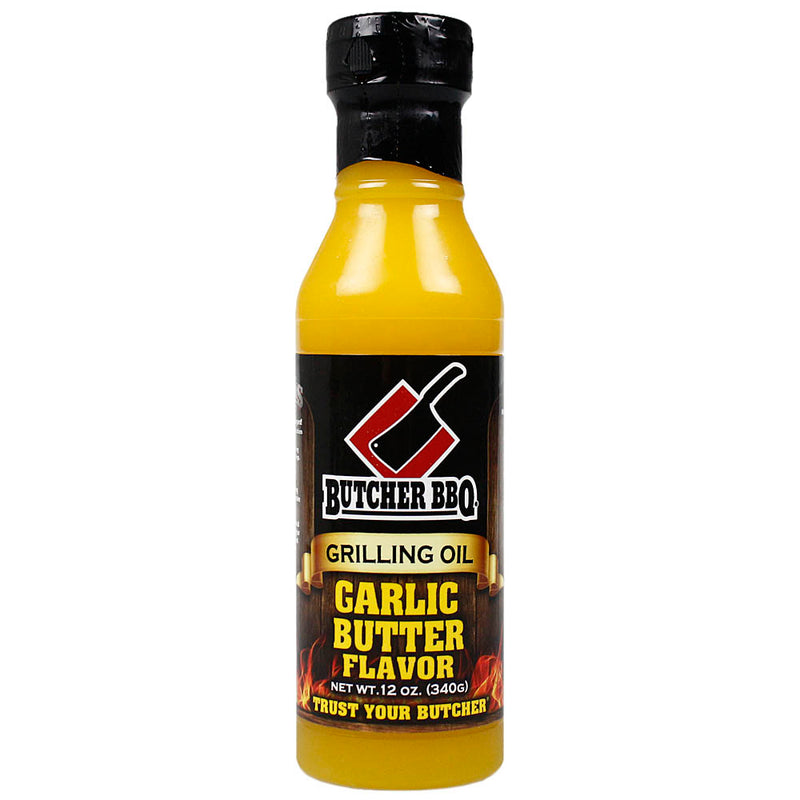 Butcher BBQ Garlic Butter Flavor Grilling Oil 12 oz. Bottle Competition Rated