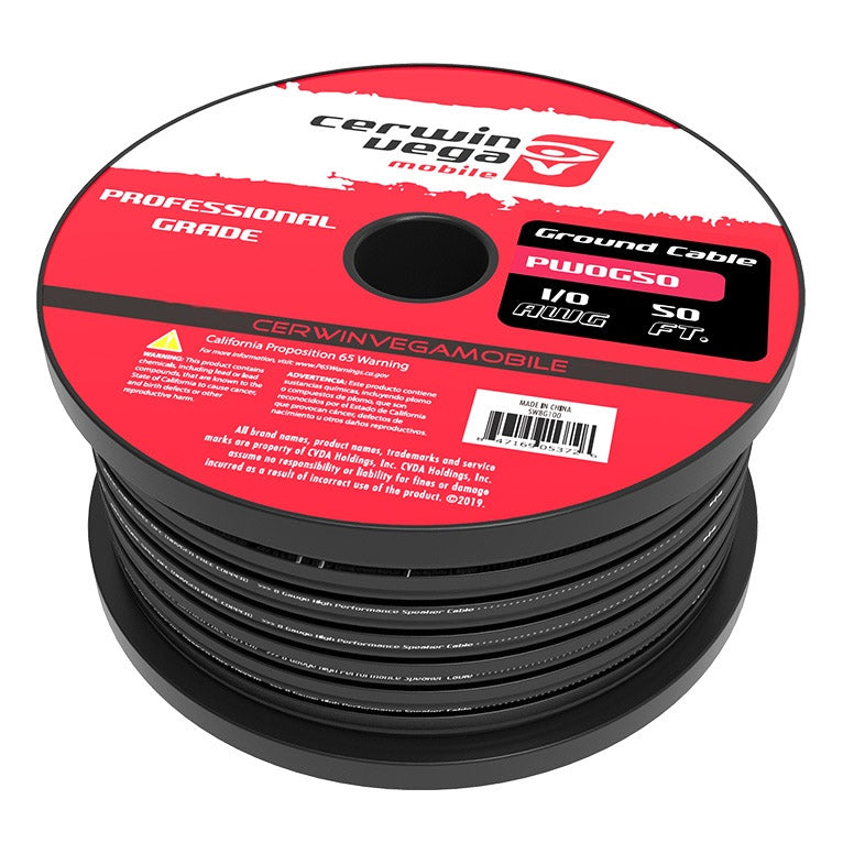 50 Ft Spool 0 Gauge OFC Tinned Copper Power Ground Wire Black Cerwin Vega PW0G50