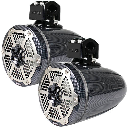 DS18 6.5" Marine Tower Speakers with RGB LED Lights 300W Carbon Fiber CF-X6TP