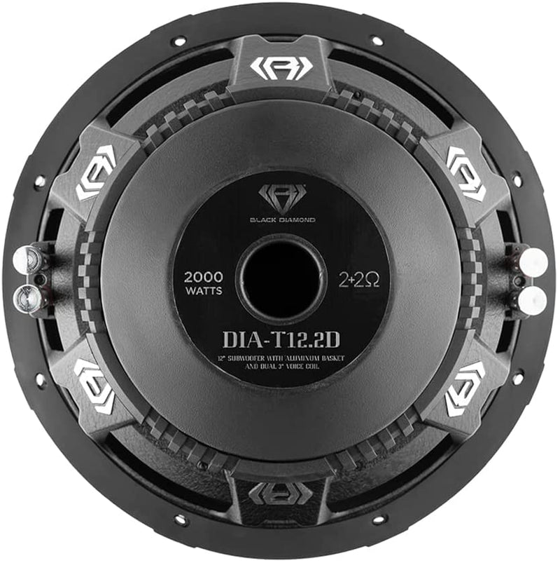 Black Diamond 12" Subwoofer Dual 2 Ohm 2000 Watts Car Audio Dia-T12.2D Single