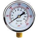 1/4" 0-300 PSI 2.5" Side / Lower Mount Air Pressure Gauge Compressor / Hydraulic