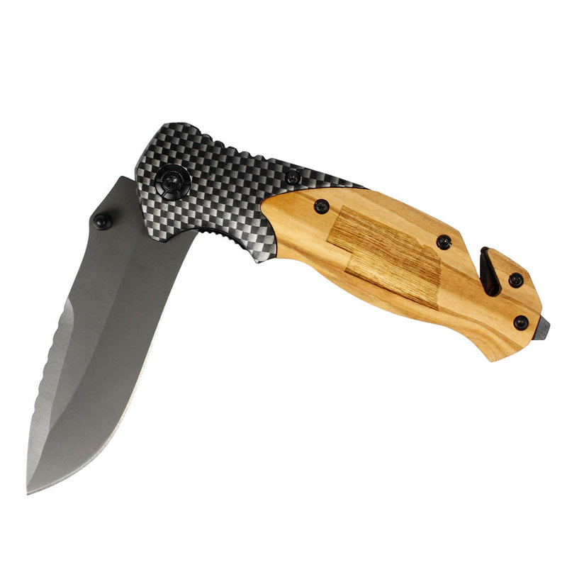 Graceful Creations TX Engraved Olive Wood Nebraska State Tactical Pocket Knife