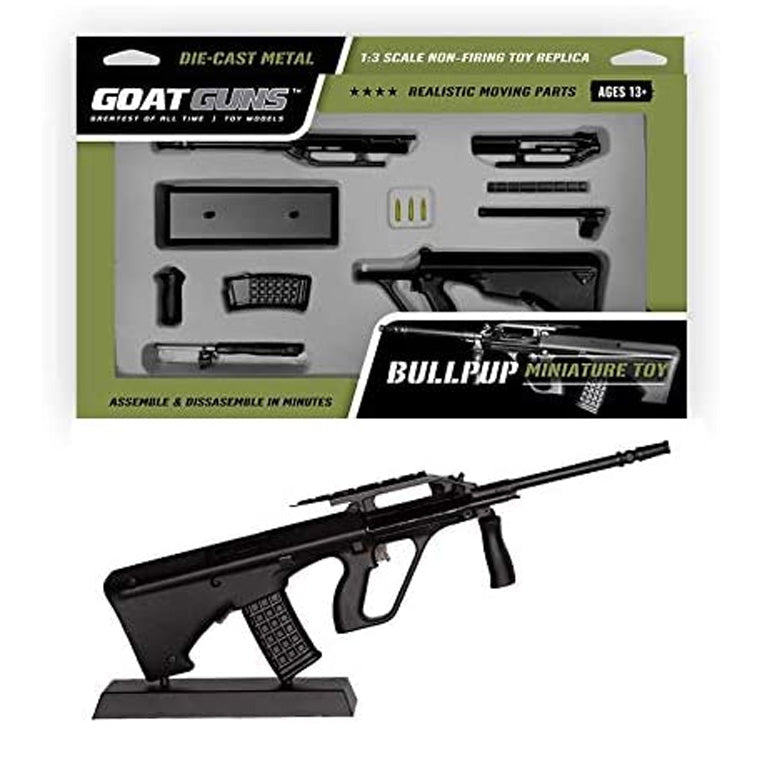 Goat Guns Mini Bullpup Replica Model Flat Black Die Cast Metal with Display
