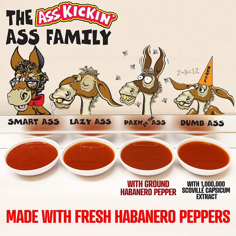 Ass Kickin' Family Gift Set 4 Flavors of 5 Oz Bottles Habanero Blends GS602