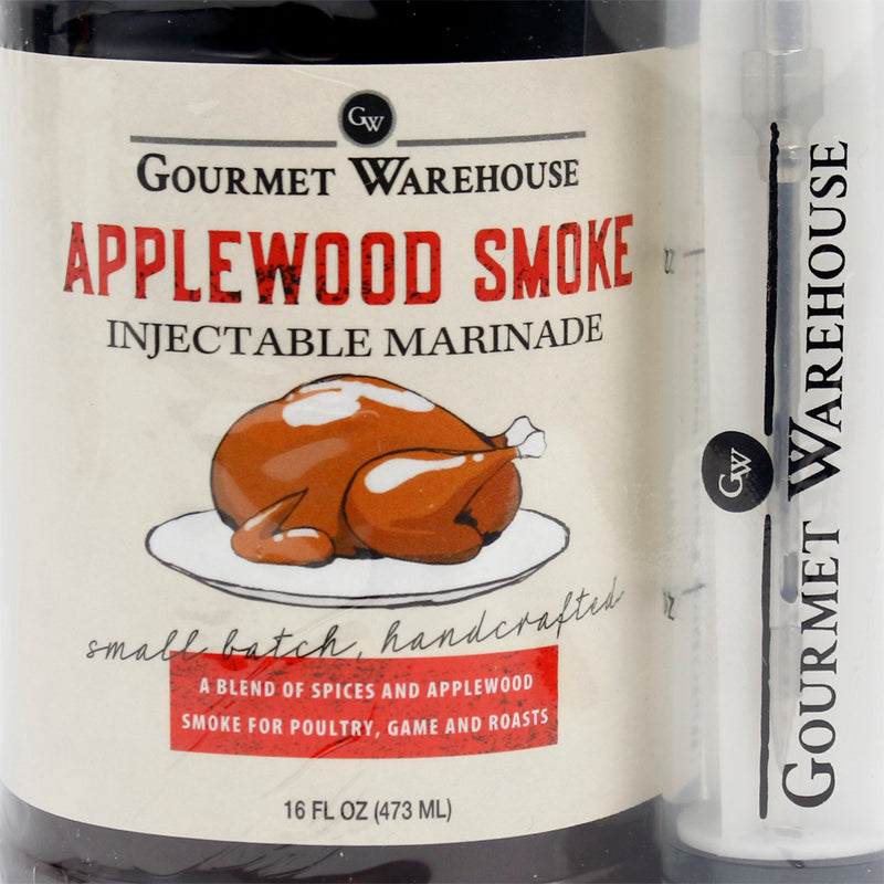 Gourmet Warehouse Applewood Smoke Injectable Marinade 16 Oz Bottle GW-AS-ING
