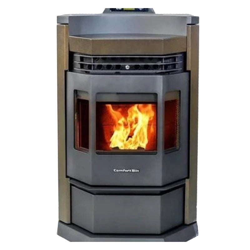 Brown ComfortBilt HP22N Stainless Steel Taller Pellet Stove with Remote Control 50,000 BTU 2,800 Sq. Ft. Home