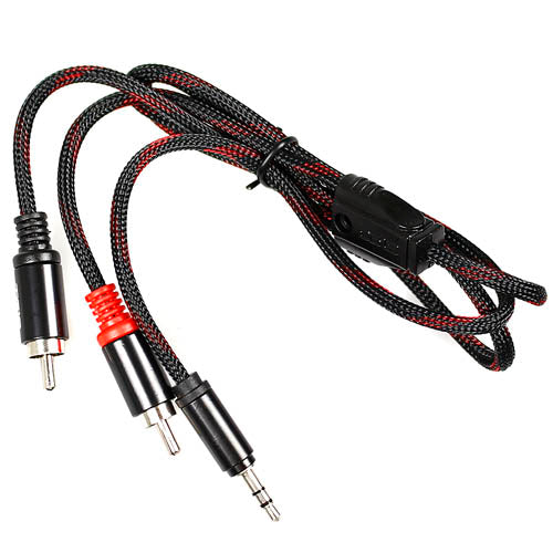 DS18 3 FT Audio Cord 3.5mm Aux to RCA Y Cable 2 Channel Audio HQMP3DUALRCA3FT