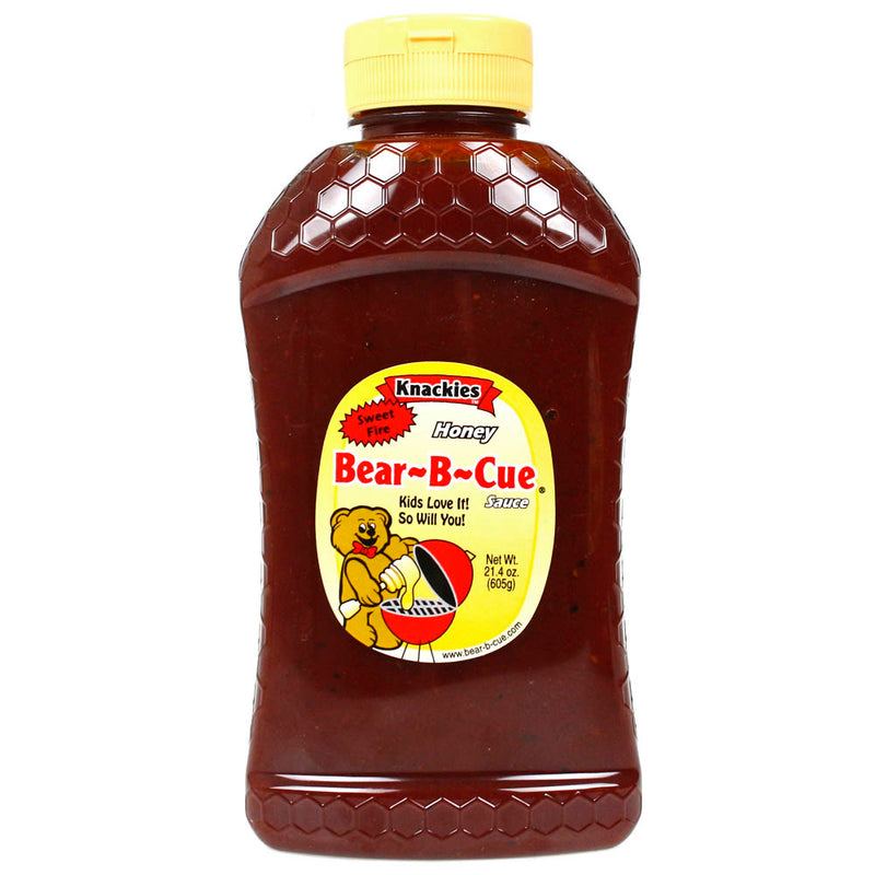 Knackies Sweet Fire BBQ Sauce Hot Spicy 21.4 oz. K303 Bear Container