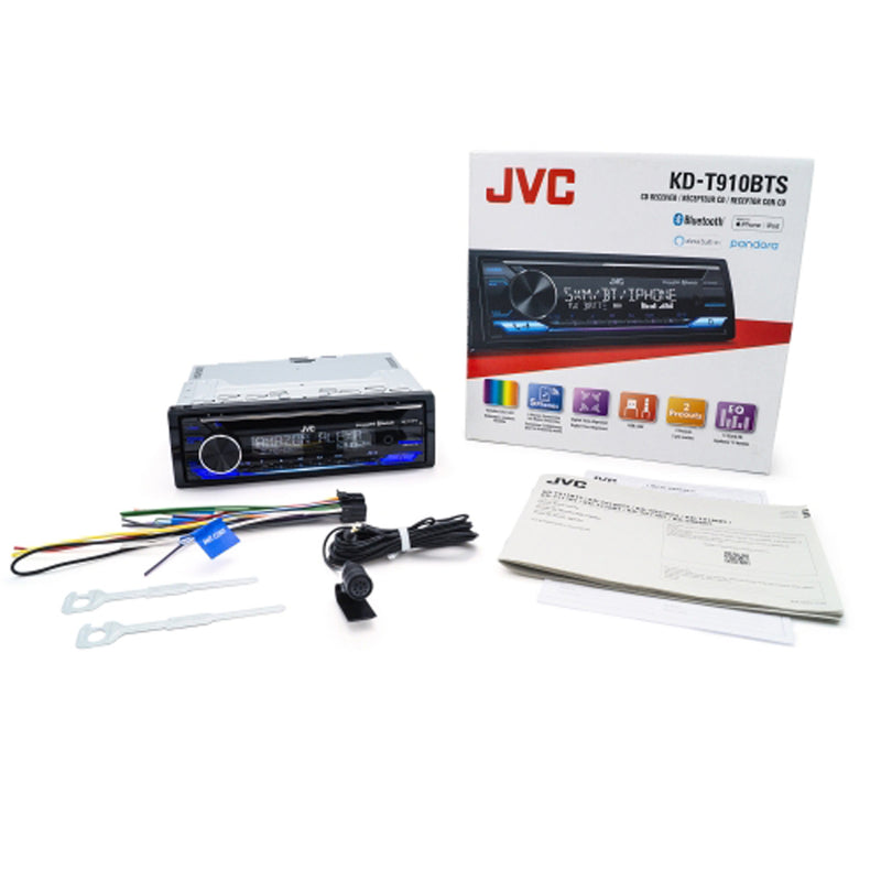 JVC Single Din CD Receiver With Built-In Bluetooth And Amazon Alexa KD-T910BTS