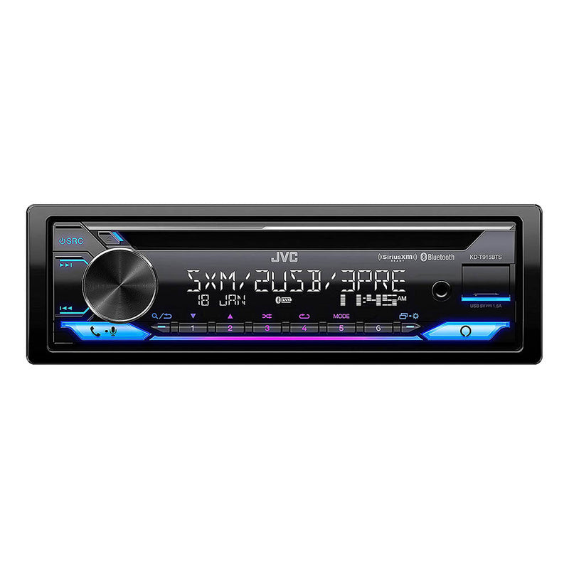 JVC Single DIN CD Receiver with Dual USB Ports Bluetooth Amazon Alexa KD-T915BTS