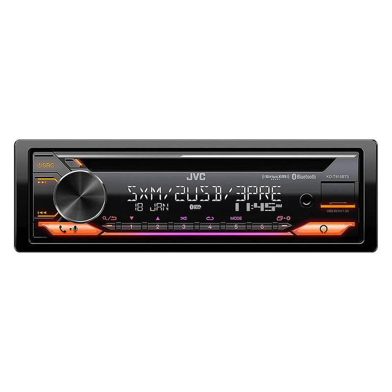 JVC Single DIN CD Receiver with Dual USB Ports Bluetooth Amazon Alexa KD-T915BTS