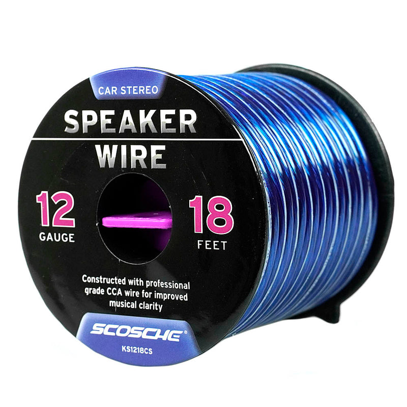 Scosche 12 Gauge 18 Ft Speaker Installation Wire CCA Car Audio Blue KS1218CS