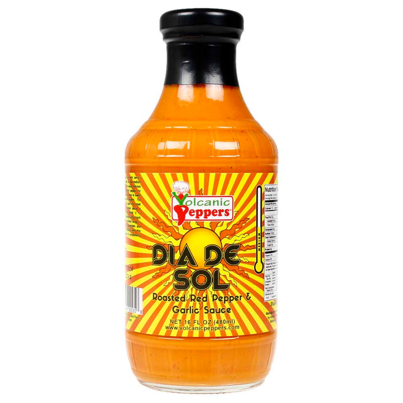 Volcanic Peppers Dia De Sol 16 Oz Bottle All Purpose Condiment Sauce LAVADDS