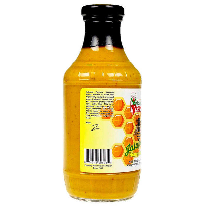 Volcanic Peppers Jalapeno Honey Mustard 16 Oz Bottle Sweet and Spicy LAVASMSM
