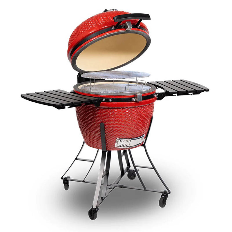 Louisiana Grills 24" Ceramic Kamado Charcoal BBQ Grill Swivel Caster Wheels Red