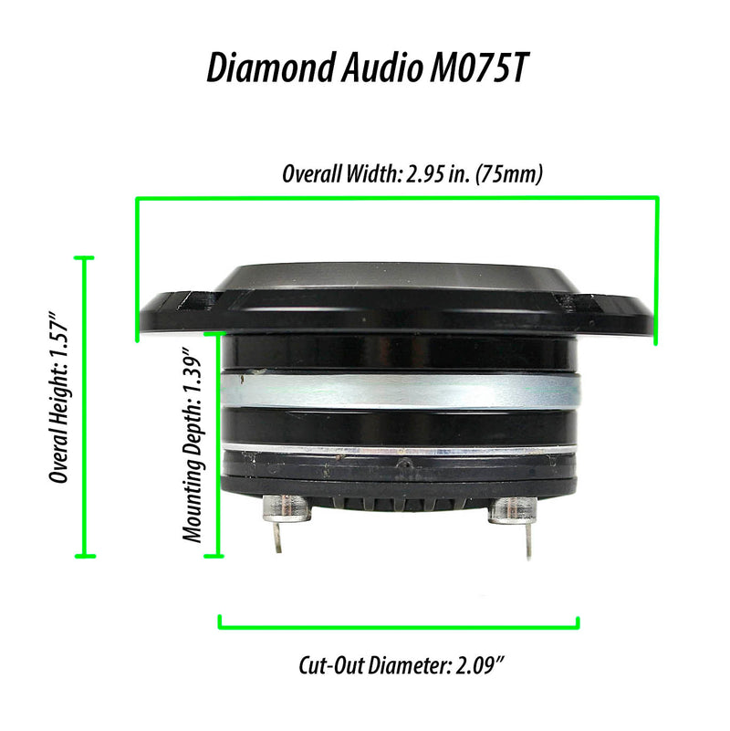 Diamond Audio 1" VC Shallow Mount Tweeters Motorsport High Output 100W Max M075T