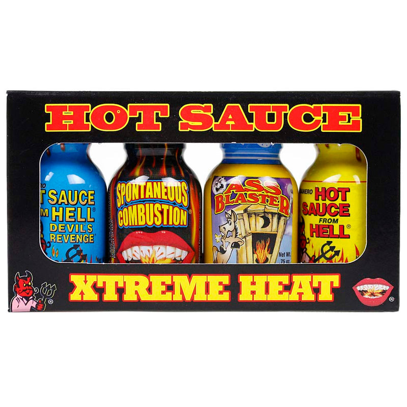 Hot Sauce Xtreme Heat Sauces Travel Pack 4 Bottles of .75 Oz Gift Set MBX4PK