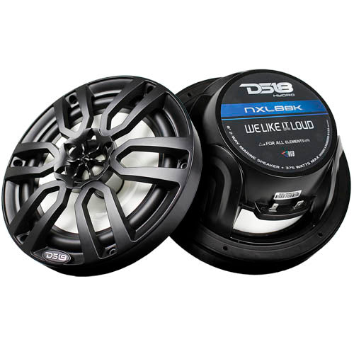 DS18 8" Marine Speaker System RGB LED Light 375W Max Boat ATV NXL-8BK Black Pair