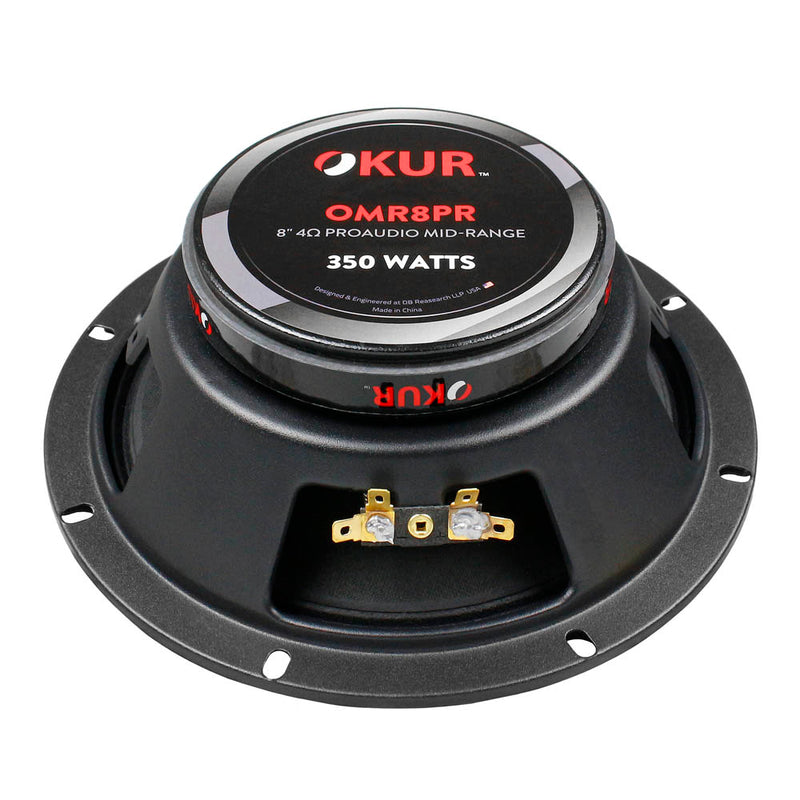 OKUR 8" Midrange Speaker Pair Pro Audio 4 Ohm 350 Watts Max Power Black OMR8PR