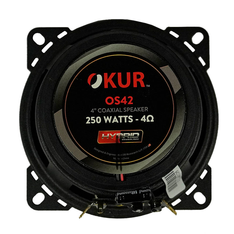 OKUR 4" 2-Way Coaxial Speakers 250 Watts Max Power 1" KSV Coil 4 Ohm OS42 Pair