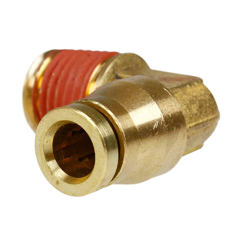 1/4" x 1/4" Push-In x Male NPTF Fixed Elbow Solid Brass Quick Connect Fitting
