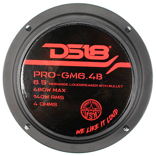 DS18 6.5" Inch Midrange Loudspeaker 480 Watt Max Red Bullet 4 Ohm PRO-GM6.4B