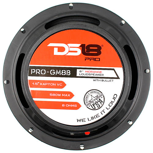 DS18 PRO-GM8B 8" Inch Mid Range Loudspeaker 580W Watts Max Power 8 Ohm Midbass