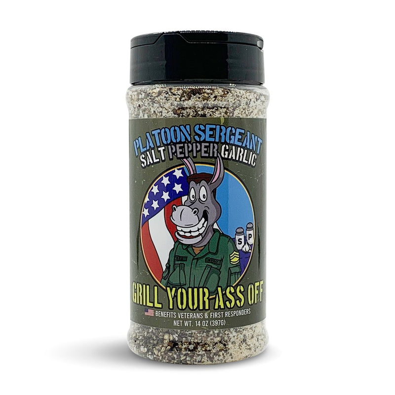 Grill Your Ass Off 14 oz Platoon Sergeant Seasoning Rub Salt Pepper Garlic PSG