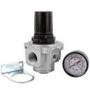 3/4" Air Compressor Pressure Regulator with Gauge and Wall Mounting Bracket
