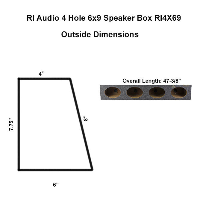 6x9" Speaker Box Enclosure 4 Four Hole High Quality MDF and Carpet Construction