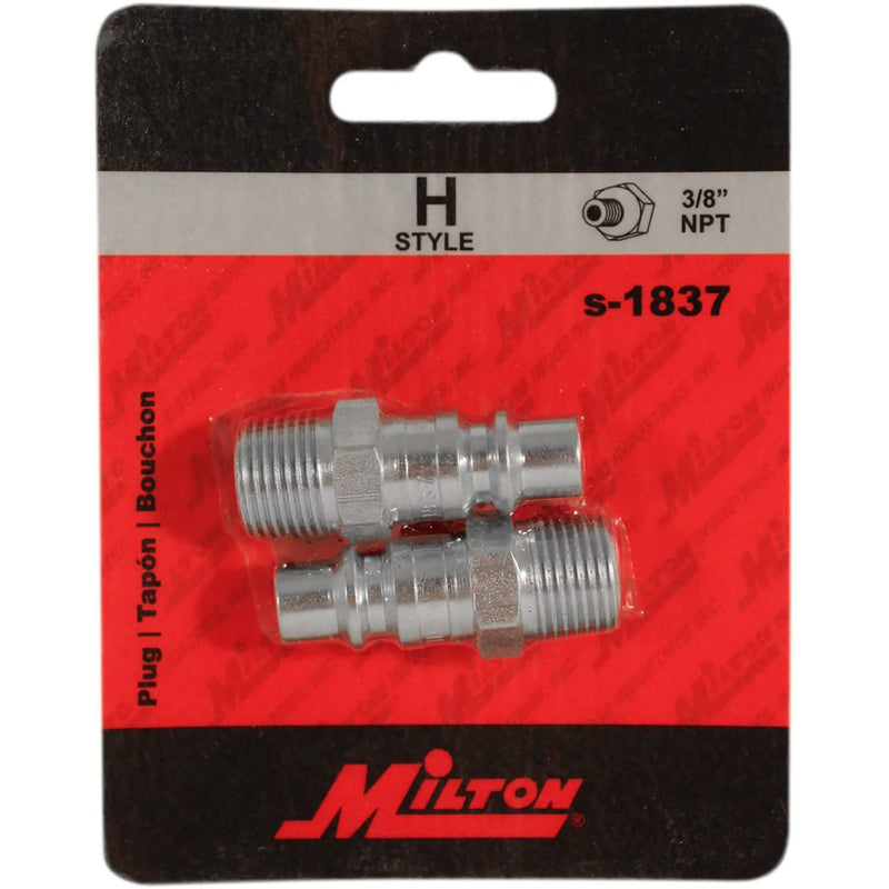 Milton H Style Plugs 3/8" Male NPT Steel Quick Release Plugs S-1837 Two Pack