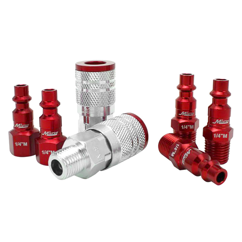 Milton ColorFit M Style coupler and Plug Kit 1/4" NPT 7 Pieces S-307MKIT Red
