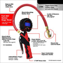 Milton S-568 Heavy Duty Digital Tire Inflator Gauge Lock On Air Chuck 20" Hose