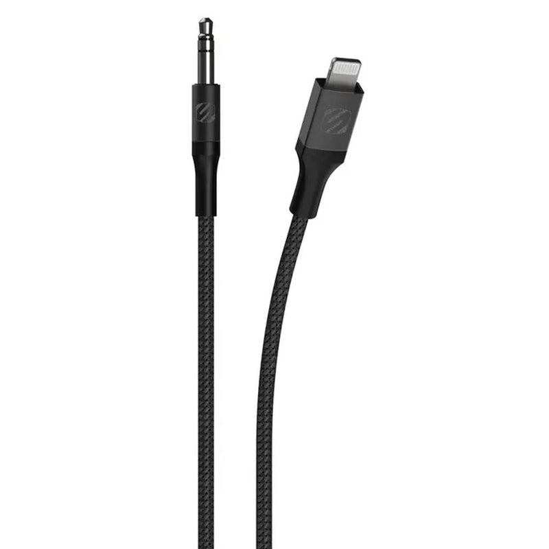 STEREO AUX 3.5MM TO LIGHTNING BRAIDED CABLE 4FT (BLACK)