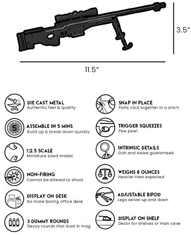 Goat Guns Mini Sniper Rifle 1:2.5 Scale Die Cast Metal Black SR L9A1