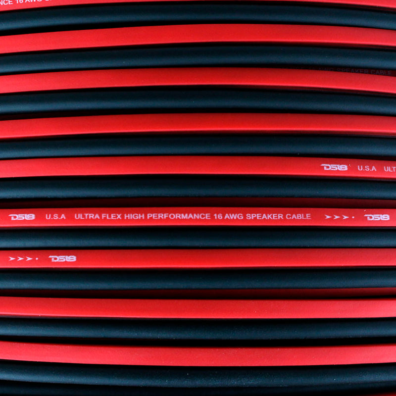 1000 Ft 16 Gauge AWG Speaker Wire Car Audio 1000' Black Red Zip Wire DS18 Spool