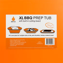 DripEZ XL BBQ Adjustable 3-Height Prep Tub With Cutting Board And Lid Orange