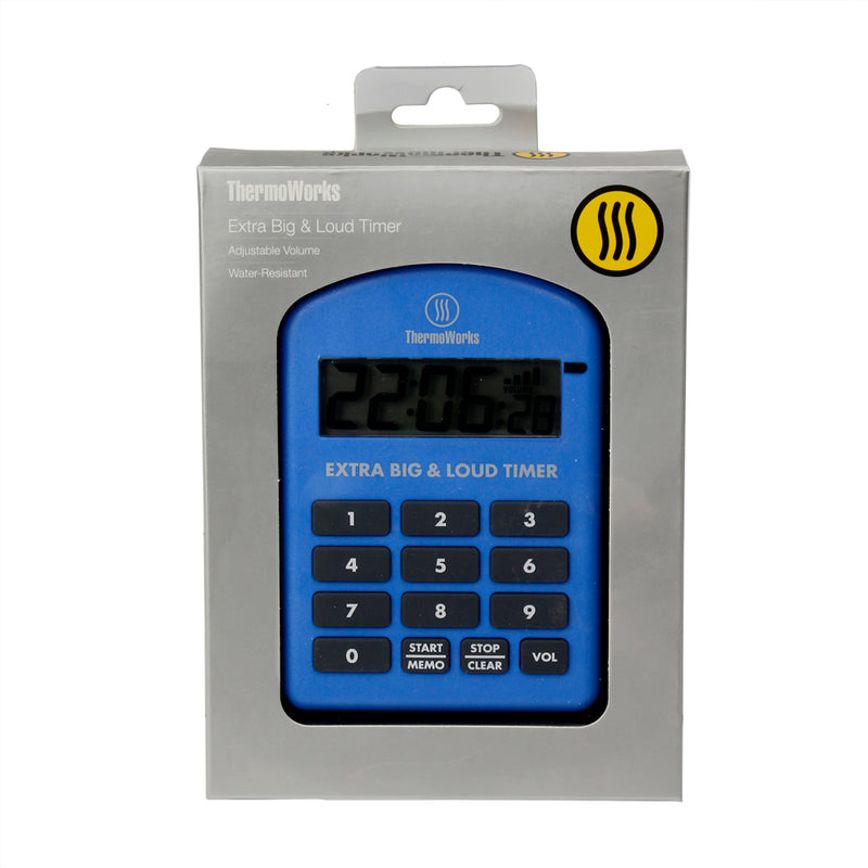 ThermoWorks Extra Big & Loud Timer Volume Control Splash Proof W/ Stand Blue