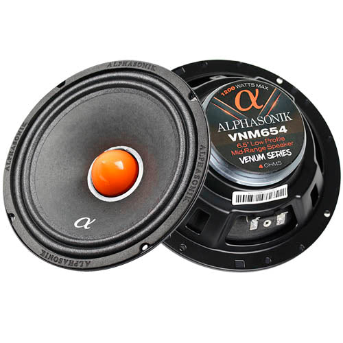 Alphasonik 6.5" Midrange Speakers Low Profile 1200W 4 Ohm Venum Series VNM654