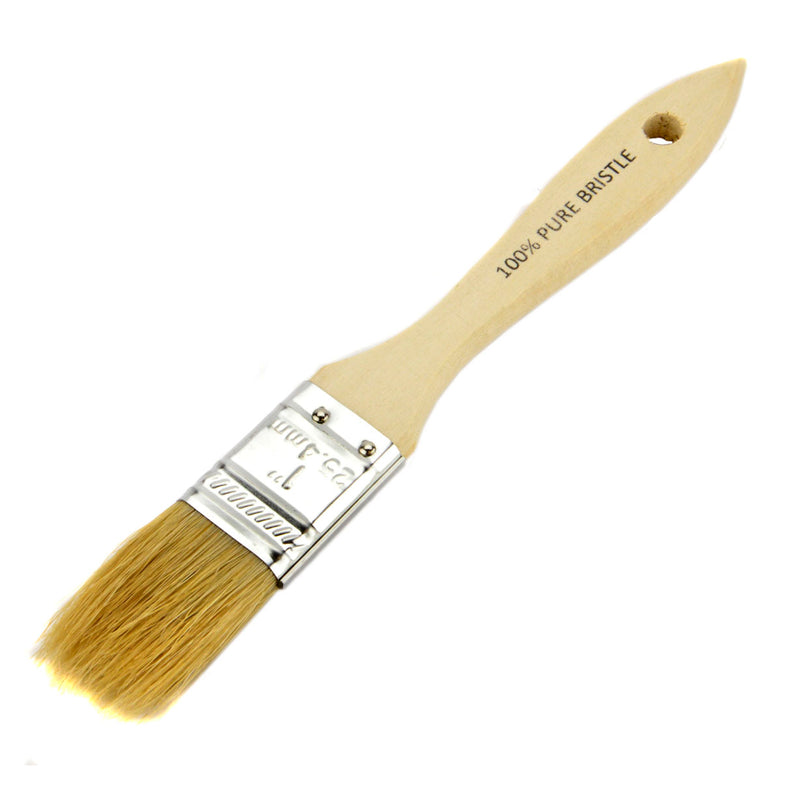 Single 1" Paint Brush 100% Pure Bristles Hardwood Handle