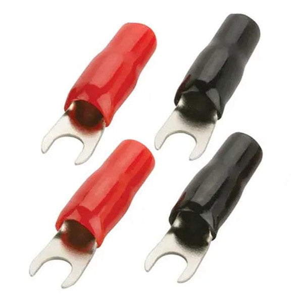 Scosche 4 Pc 8 Gauge Spade Terminals Red and Black Boot Covers X2 Series X2BS8-4