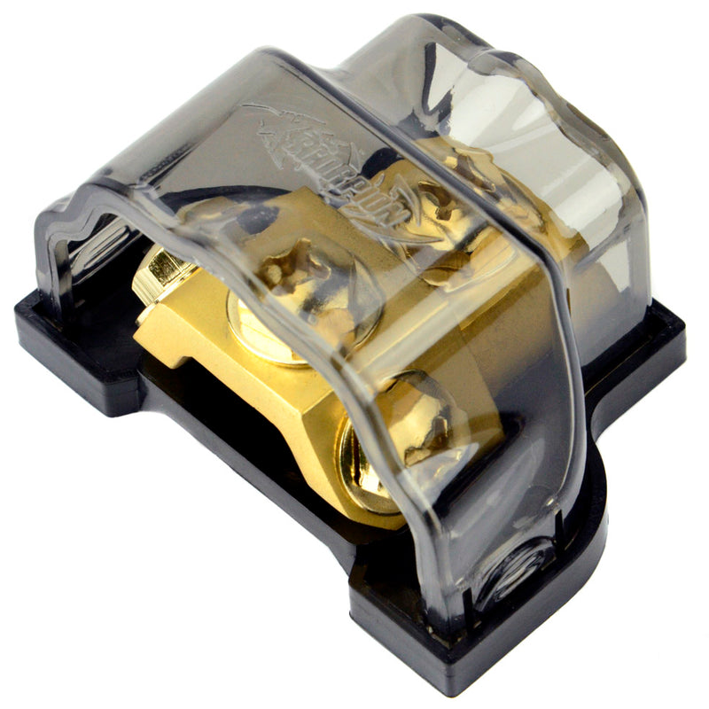 Power Ground Ring Terminal Distribution Block 8 4 2 0 Gauge In Out Gold GDBRG